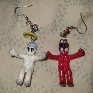 OOAK angel devil baby earrings